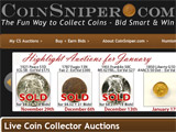 CoinSniper.com - numismatic penny or pay-per-bid auction